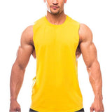 Bodybuilding Tank Tops Men Sports Sleeveless shirt Muscle guys Vest Fitness Drop Armhole Solid Tops Tees Cotton Gym Singlets