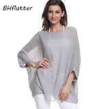 BHflutter Elegant Chic Chiffon Blouses Women New Fashion Batwing Casual Summer Tops Tunic Boho Style Beach Shirts Chemise Femme