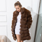 CNEGOVIK NEW women real fox fur coat women&#39;s long blue fox fur coats fox jacket 90cm