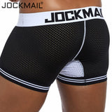 JOCKMAIL Boxers Elasticity Mesh Underwear Men Boxers Homme Cueca Boxer Shorts Sexy Mens Pouch Boxers Male Underpants Gay Pantie