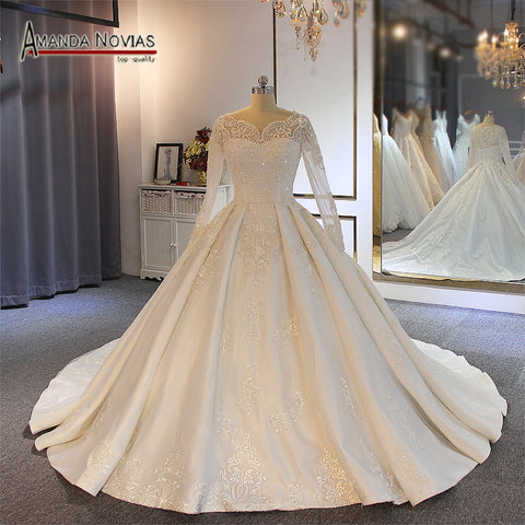 New hot sale gelinlik sleeves wedding dress wedding gown designer