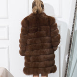 CNEGOVIK NEW women real fox fur coat women&#39;s long blue fox fur coats fox jacket 90cm