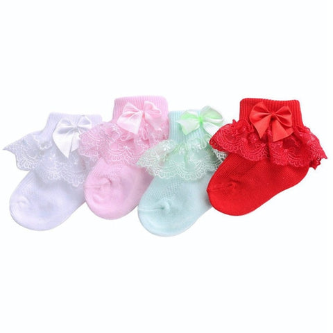 4 Pairs/lot  Spring Summer Newborn Cotton Baby Socks Lace Princess Combed Cotton Socks for Baby Infant Baby Girls Socks 0-2 Year