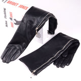 30cm-80cm Women&#39;s Ladies Real leather Sheep Skin overlength side Zipper Gloves Party Evening Opera/long gloves