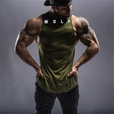 European And American Men&#39;s Fitness Sleeveless Running Sports GYM Stitching Waistcoat WOLF Vest Hot in Summer