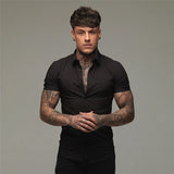 Summer Fashion Slim Fit Button Short Sleeve Shirts Men Casual Sportswear Dress Shirt Male Hipster Shirts Tops Fitness Clothing