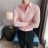 British Style Long Sleeve Shirt Men Clothing Fashion 2023 Spring Business Formal Wear Chemise Homme Slim Fit Camisa Masculina