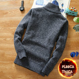 Winter Men&#39;s Fleece Thicker Sweater Half Zipper Turtleneck Warm Pullover Quality Male Slim Knitted Wool Sweaters for Spring