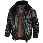 Men&#39;s Winter Retro Leather Jacket Outwear Bomber Jacket Winderbreaker Casual Motorcycle Leather Jackets Male Fur Collar Outcoat