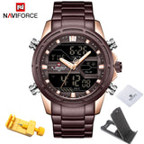 NAVIFORCE Watches for Men Luxury Brand Digital Chronograph Sport Quartz Wristwatch Waterproof Military Steel Band Luminous Clock