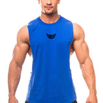 Bodybuilding Tank Tops Men Sports Sleeveless shirt Muscle guys Vest Fitness Drop Armhole Solid Tops Tees Cotton Gym Singlets