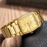 WWOOR 2023 New Square Watch Men with Automatic Week Date Luxury Stainless Steel Gold Mens Quartz Wrist Watches Relogio Masculino