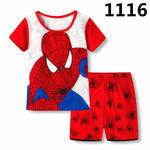 Summer Children Pajamas Short Sleeve T Shirt+Shorts Sets Kid Pyjamas Boy Girl Pijamas Cartoon Spiderman Elsa Baby Sleepwear Suit