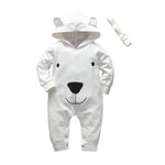 2Pcs Newborn Baby Girls Clothes Set Cotton Hearts Print Infant Long Sleeve Jumpsuit+Headband Toddler Girls Clothing