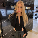 CNYISHE 2021 Spring Summer Rompers Women Jumpsuits Fashion Solid Zipper Long Sleeve Sexy Sheath Skinny Women Rompers Bodysuits
