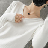 Women Sweater Autumn Winter V-neck Knitwear Long Sleeve Loose Cashmere Sweater Pullovers Lady Cheap Quality Jumper Knitted Tops