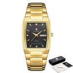 WWOOR 2023 New Square Watch Men with Automatic Week Date Luxury Stainless Steel Gold Mens Quartz Wrist Watches Relogio Masculino