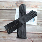 Bickmods Ladies Black Long Sheepskin Genuine Leather Zipper Style Soft Fashion Gloves Keep Warm In Autumn And Winter