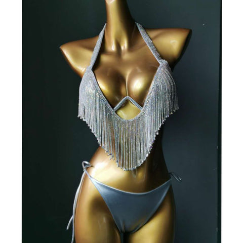 2021 Venus Vacation Diamond Tassels Bikini Set Swimwear Rhinestone Swimsuit Bling Stones Crystal Bathing Suit