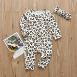 2Pcs Newborn Baby Girls Clothes Set Cotton Hearts Print Infant Long Sleeve Jumpsuit+Headband Toddler Girls Clothing