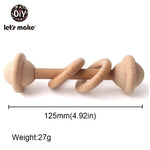 Let's Make 1pc Baby Toys Silicone Baby Teether Beech Wooden Ring Hand Teething Rattles Musical Chew Play Gym Montessori Stroller