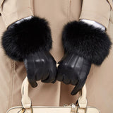 Brand Touch Screen Genuine Leather Gloves for Women Winter Warm Rabbit Fur Gloves Ladies Elegant Leather Gloves High Quality