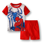 Summer Children Pajamas Short Sleeve T Shirt+Shorts Sets Kid Pyjamas Boy Girl Pijamas Cartoon Spiderman Elsa Baby Sleepwear Suit