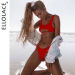 Ellolace Sexy Bikini Hollow Out Women&#39;s Swimsuit High Cut Micro Swimwear 2022 Stylish Bathing Suit Beach Outfits 2 Pieces