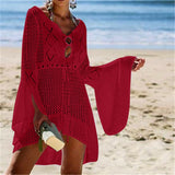 2023 Summer Women Beachwear Sexy White Crochet Tunic Beach Wrap Dress Woman Swimwear Swimsuit Cover-ups Bikini Cover Up #Q719