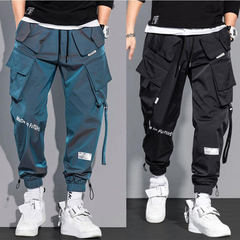 Men&#39;s Cargo Pants Fashion Hip Hop Multi-pocket Trousers Trendy Streetwear Solid Sweatpants Pantalones Casuales Para Hombre