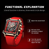 Men Watch Top Brand Luxury Waterproof Quartz Square Wrist Watches For Men Date Sports Silicone Clock Male Montre Homme