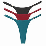 3Pcs/Set Sexy Women&#39;s Panties Low Waist Cotton G-string Thong Panties Women&#39;s Solid Color Metal T-pants Panties S-XL Lingerie