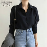 New Women Shirt Classic Chiffon Blouse Female S-4XL Plus Size Loose Long Sleeve Shirt Lady Simple Style Tops Clothes Blusas 6830