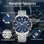 New Design REWARD VIP Business Watches for Men Stainless Quartz Wristwatches Waterproof Chronograph Luminous Sport Wrist Watch