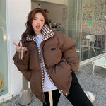 2022 Winter Down Cotton Jacket Women Zipper Loose Padded Coat Female Solid Thickening Warm Puffer Parkas Jackets Black White