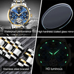 OLEVS Men&#39;s Watches Automatic Mechanical Business Wristwatch Waterproof Stainless Steel Strap Watch for Man Skeleton Calendar