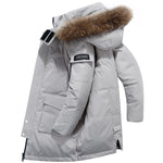 Fashion Real Fox Fur Collar Men&#39;s Winter Down Jacket Hooded Thick Warm Long Waterproof White Duck Down Coat Man Parkas Overcoat