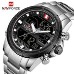 NAVIFORCE Watches for Men Luxury Brand Digital Chronograph Sport Quartz Wristwatch Waterproof Military Steel Band Luminous Clock