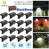 Solar Deck Lights 16 Pack Outdoor Step Lights Waterproof Led Solar Lights for Railing Stairs Step Fence Yard Patio and Pathway