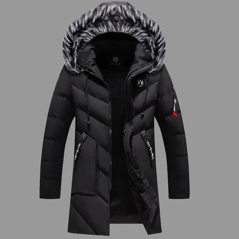 Men&#39;s Thick Fleece Winter Jacket Fashion Fur Hooded Warm Cooton Parka Male Solid Cotton Outwear Coats Windbreaker Plus Size 6XL