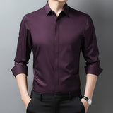 Shirts 2023 Summer Mulberry Men&#39;s Silk Business Casual Shirts for Men Fashion Long Sleeve Shirt Tops Camisa Masculina Lq