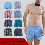 4PCS Mens Underwear Boxers Loose Shorts Men&#39;S Panties Cotton The Large Plaid Arrow Pants Plus Size  Classic Basics Plaid