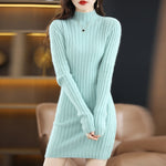 Autumn and Winter 2022 Long Women&#39;s Sweater 100% Mink Cashmere High Neck Knitted Pullover Korean Fashion Soft Women&#39;s Top