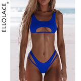 Ellolace Sexy Bikini Hollow Out Women&#39;s Swimsuit High Cut Micro Swimwear 2022 Stylish Bathing Suit Beach Outfits 2 Pieces