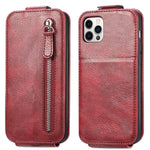 Flip Up Down Zipper Wallet Leather Cover For iPhone 13 12 11 Pro XR XS X Max 7 8 Plus 6 6S SE 2020 Card Stand Case