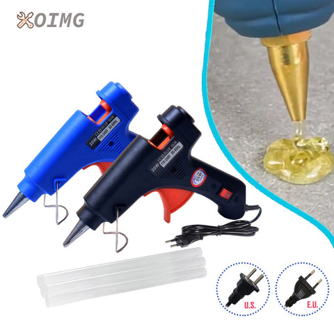 OIMG 20W Hot Melt Glue Gun Mini Household Industrial Guns Heat Temperature Thermo Electric Repair Tool Use 7mm Glue Sticks