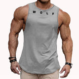 European And American Men&#39;s Fitness Sleeveless Running Sports GYM Stitching Waistcoat WOLF Vest Hot in Summer