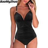 Sexy One Piece Tankini Plus Size Swimwear Women Black Halter Hot Monokini Swimsuit Push Up Bathing Suit 2022 High Waist Bodysuit