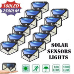 100 LED Solar Lights Outdoor Solar Wall Lamp PIR Motion Sensor Lamp Waterproof Solar Street Light for Garden Decoration