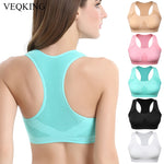 VEQKING Women Breathable Sports Bra,Absorb Sweat Shockproof Padded Sports Bra Top,Athletic Gym Running Fitness Yoga Sports Tops